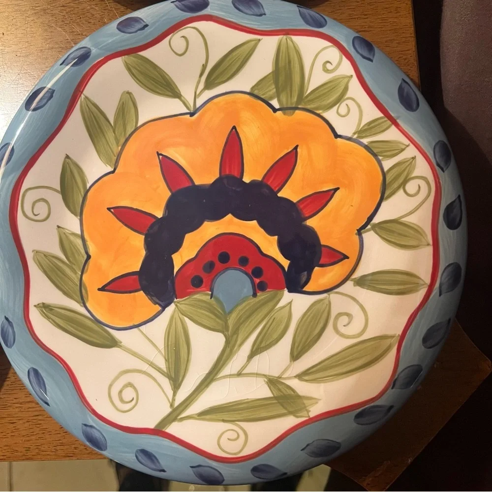 Pier 1 Imports Vintage Floral Earthenware Salad | Bread Plates | Set 4 | 8 1/2